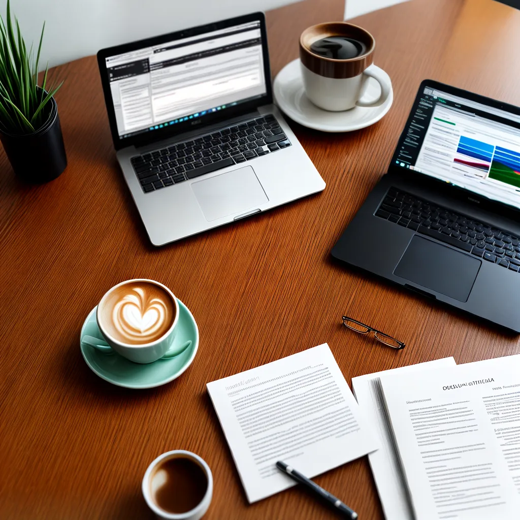 Sonhar com Organização: Revelando os Significados Mais Profundos 6 Fotos mesa organizada papeis cafe laptop