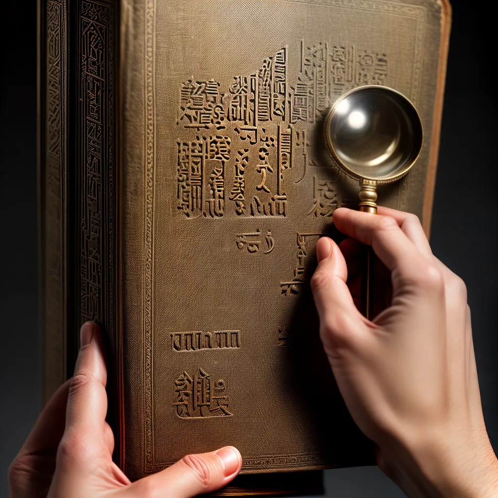 Desvendando os Enigmas do Significado 3 Fotos misterio livro antigo simbolos lupa