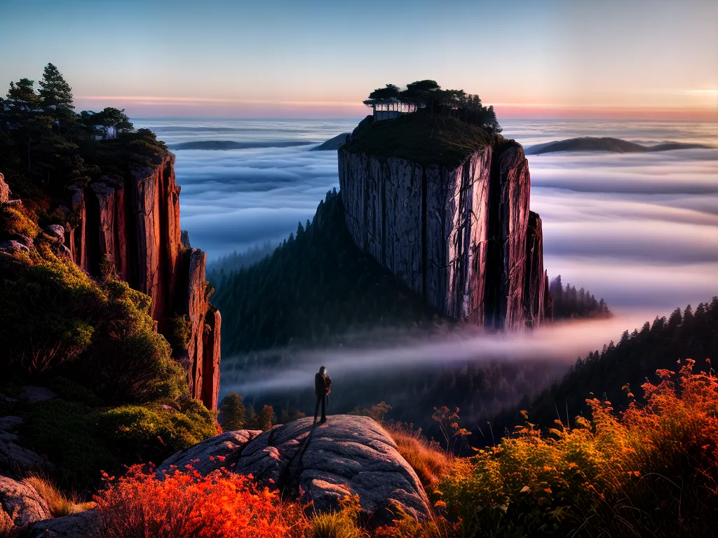 Fotos misterio pessoa cliff paisagem ceu