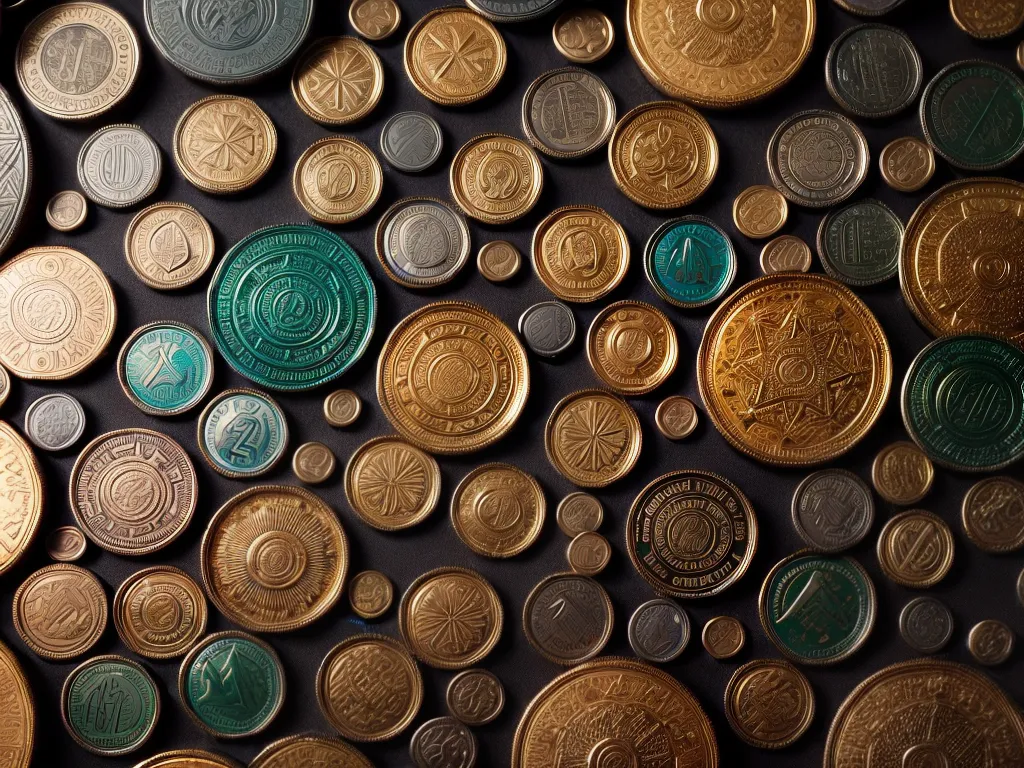 Fotos moedas antigas simbolos misticos feira