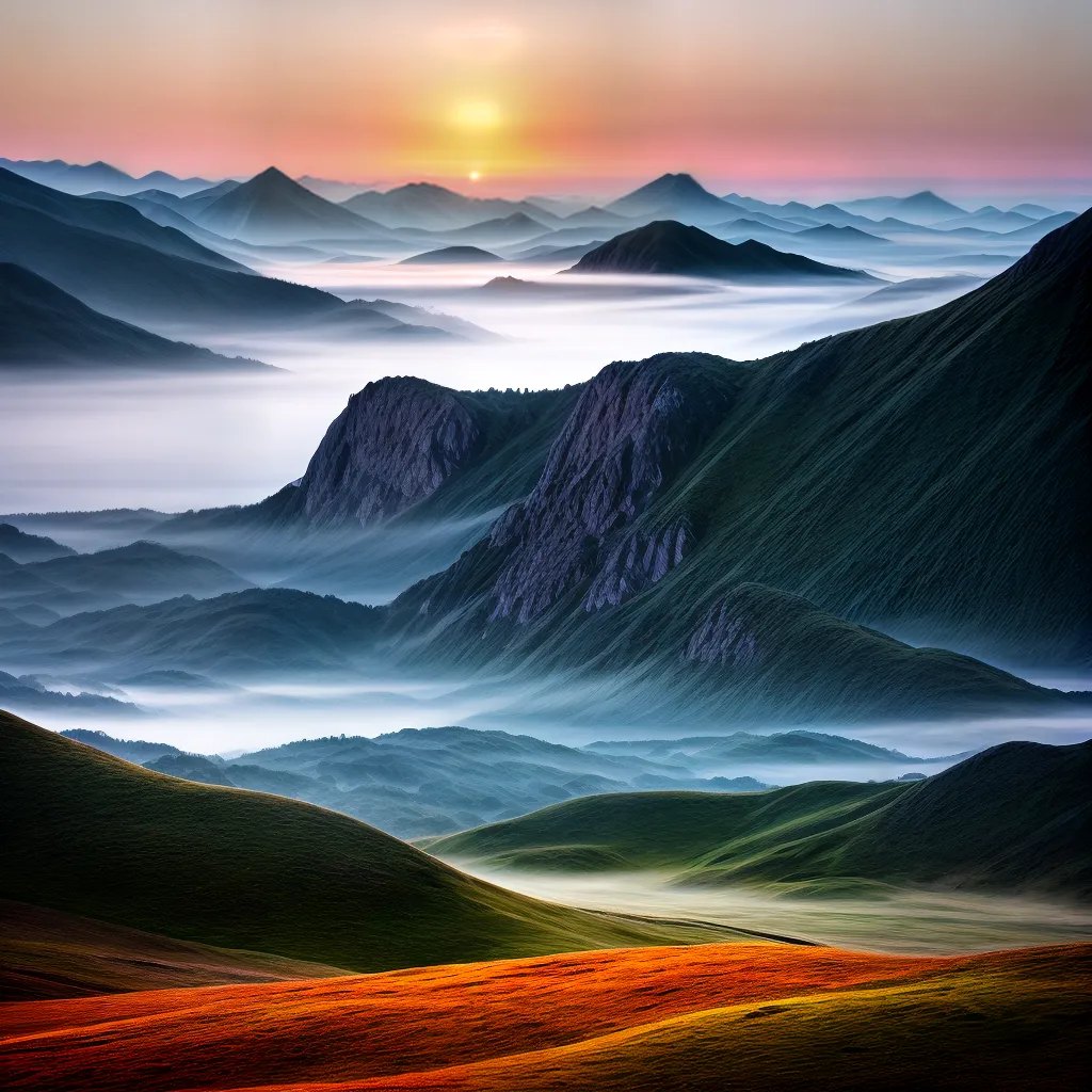Fotos montanhas misticas amanhecer deslumbrante
