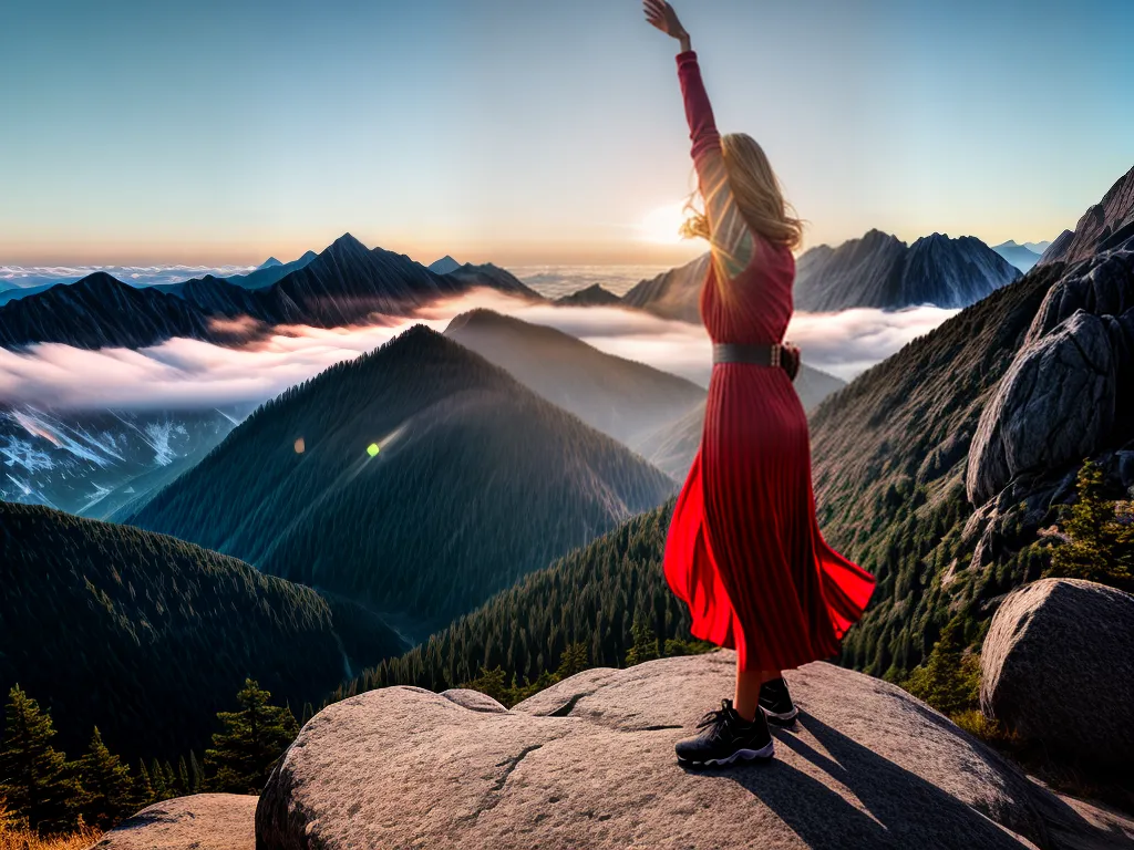 Sonhar com Empoderamento e Sucesso: O que Isso Pode Revelar Sobre Você? 3 Fotos mulher conquista montanha sol