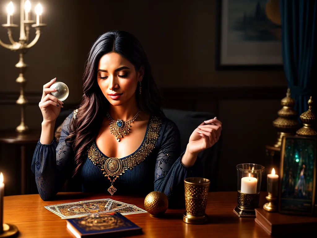Descubra o Significado dos Sonhos de uma Jogadora 4 Fotos mulher mesa tarot jornal cristal