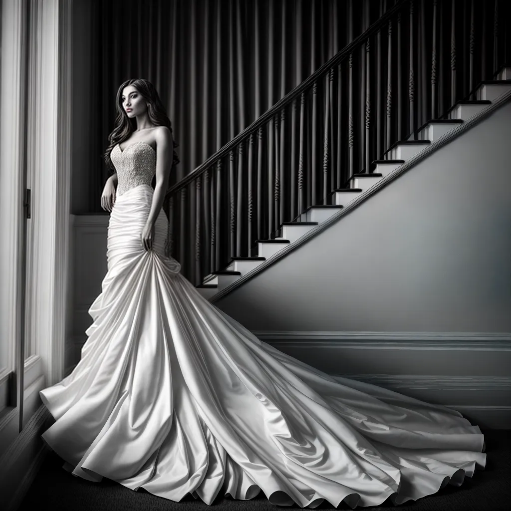 Fotos mulher vestido escada elegancia