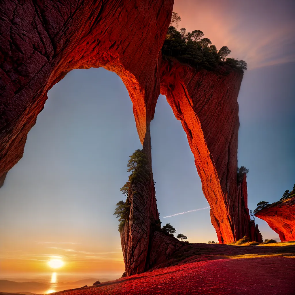 Fotos nascer do sol paisagem porta misteriosa