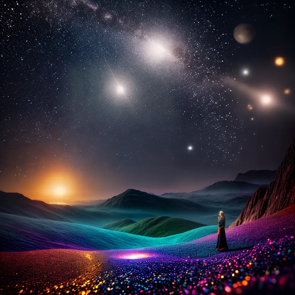 Fotos noite estrelada esferas coloridas sonhos