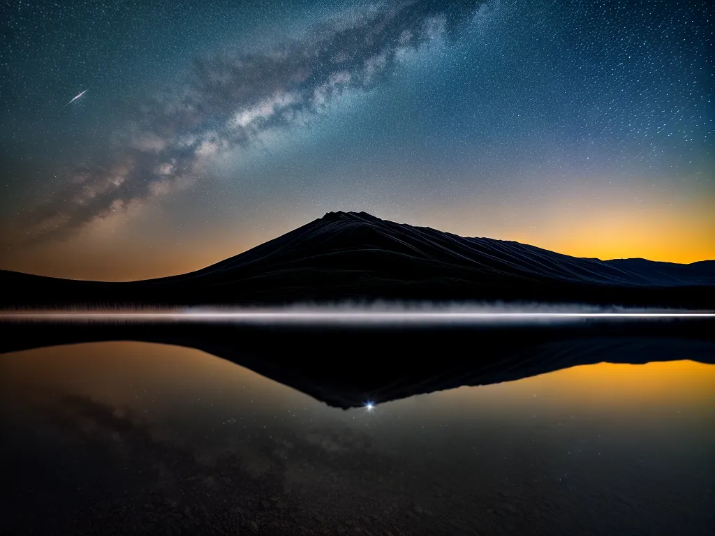 Fotos noite estrelada lago reflexao sonhos