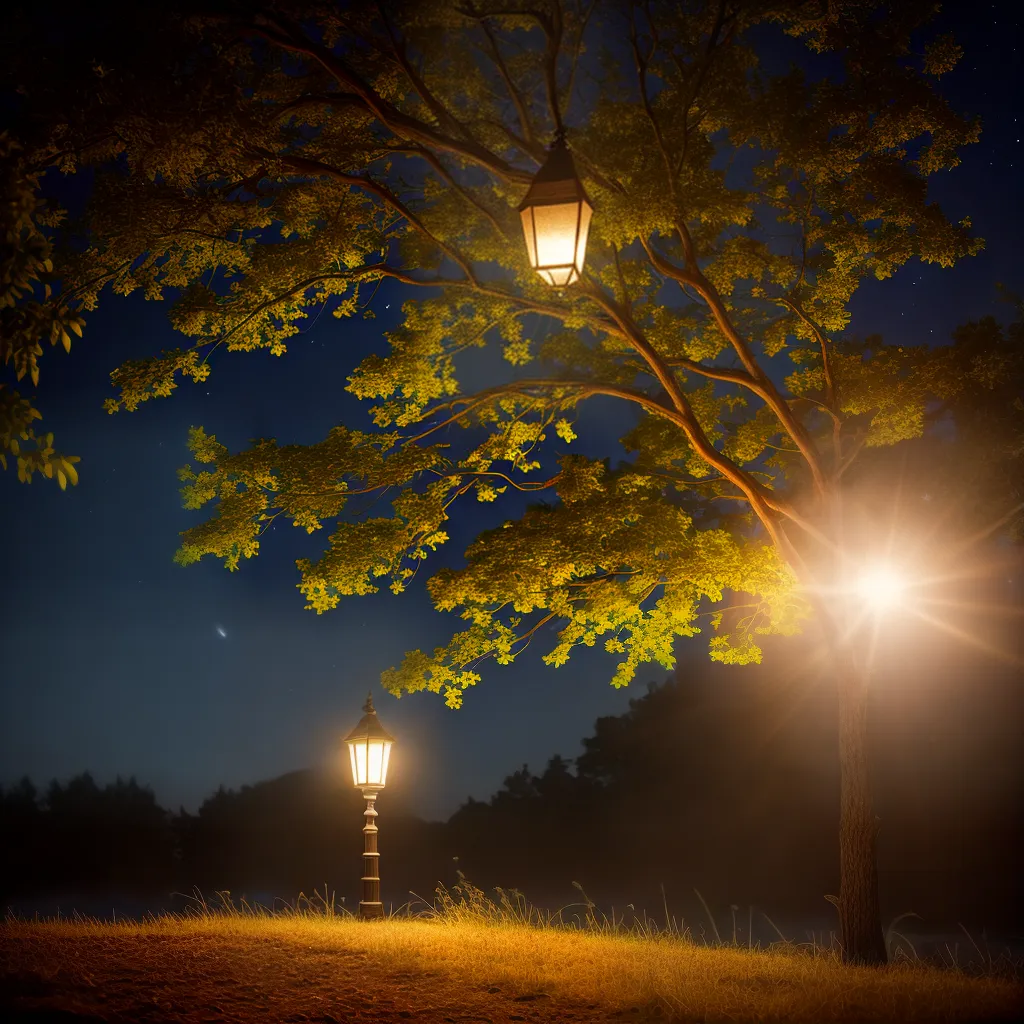Ilumine sua mente com sonhos: significados de lanternas e luminárias 2 Fotos noite estrelada lanterna arvore brilho