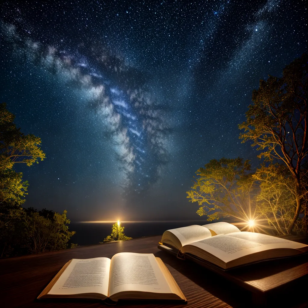 Explorando o Universo dos Sonhos: Relíquias e Revelações 4 Fotos noite estrelada livro magico ilustracoes