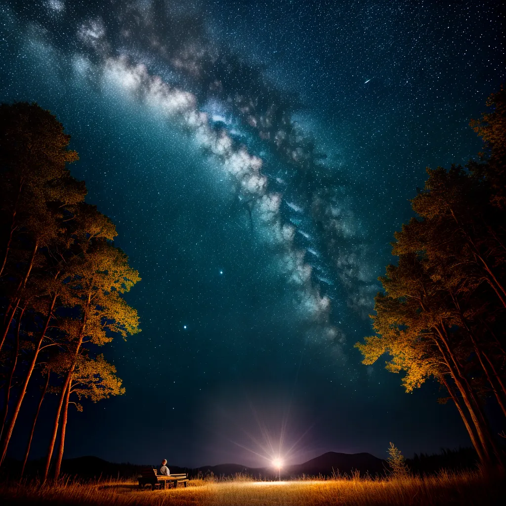 Fotos noite estrelada lua sonho misterio