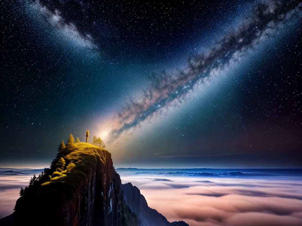 Fotos noite estrelada planetas coloridos