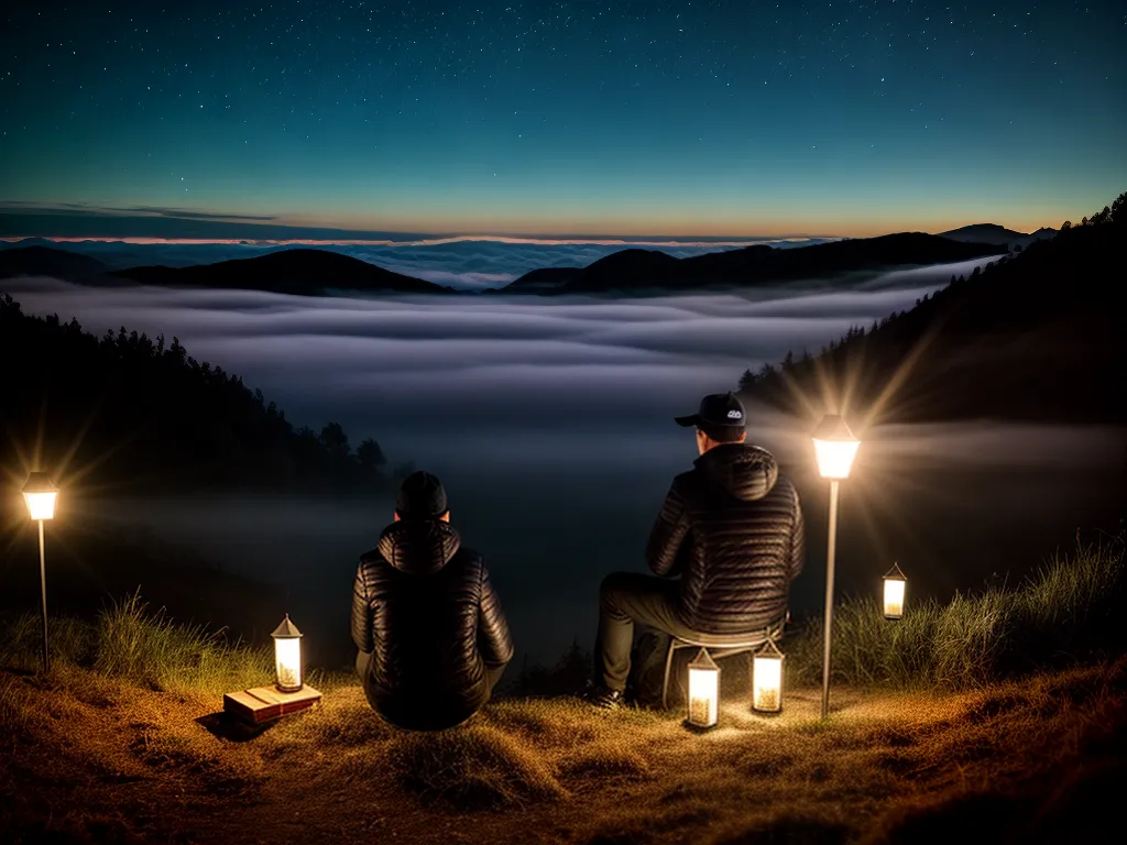 Fotos noite estrelada solitario lanterna leitura