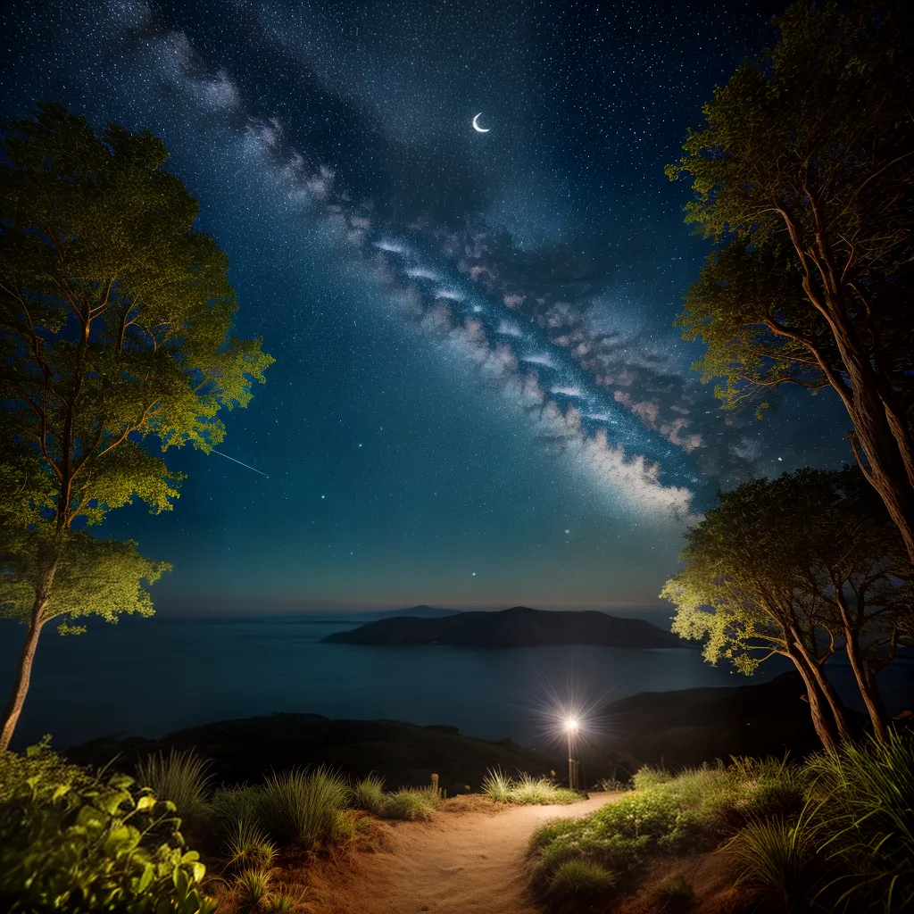 Fotos noite estrelada sonho jardim magico
