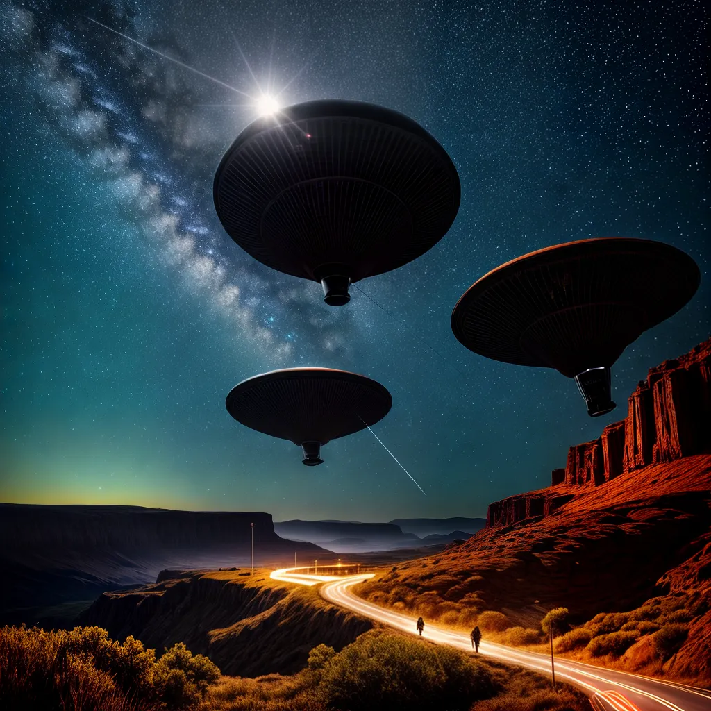 Fotos noite estrelada ufo paisagem curiosidade