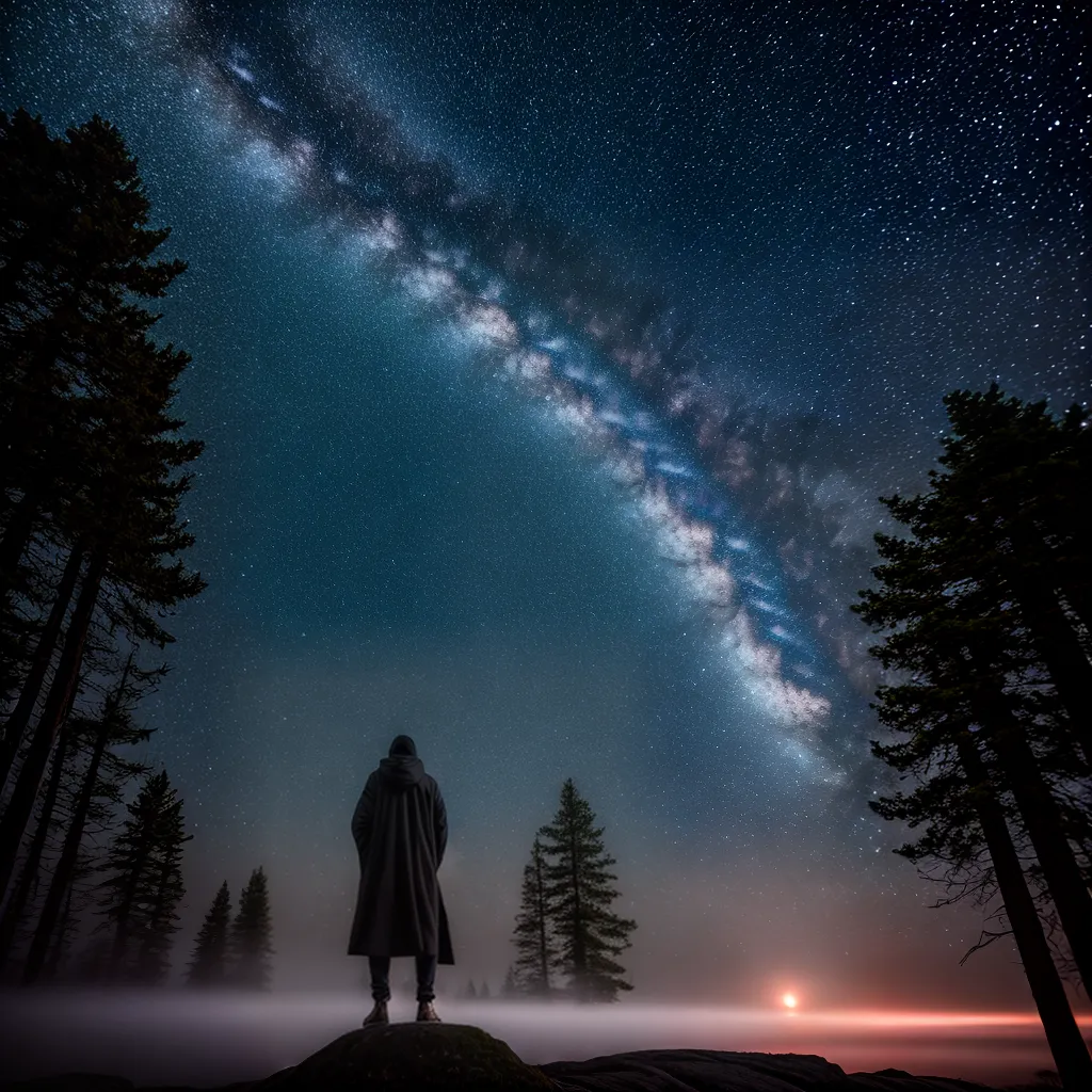 Fotos noite estrelas floresta misterio