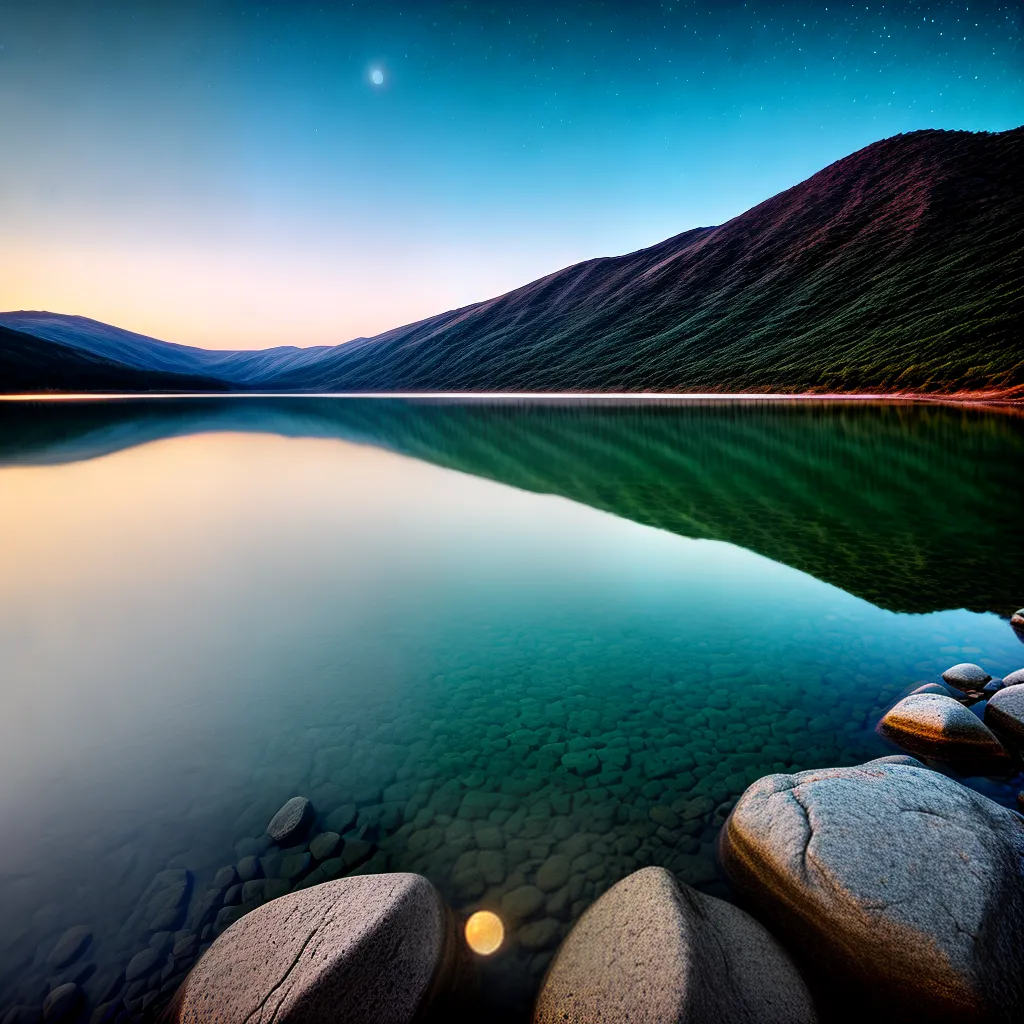 Fotos noite estrelas lago luar magico