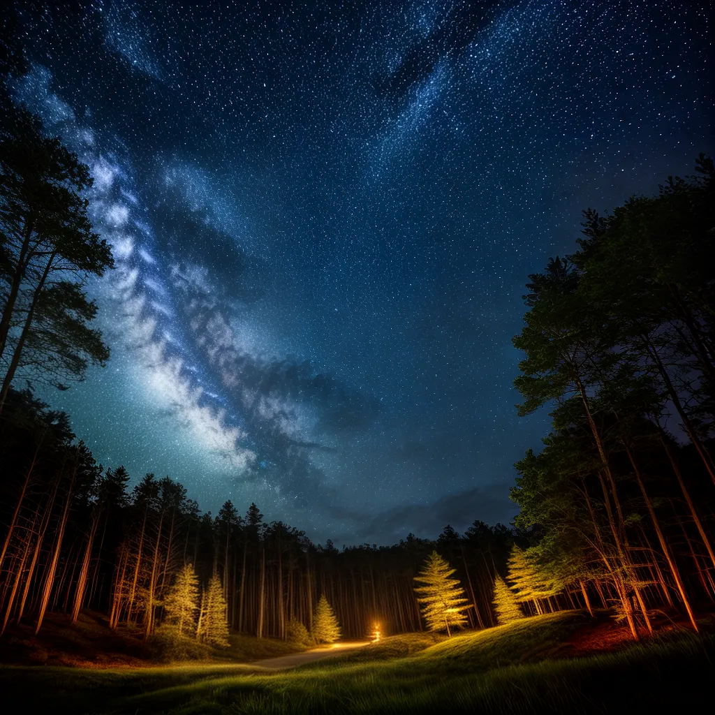 Fotos noite estrelas lua floresta unicornio