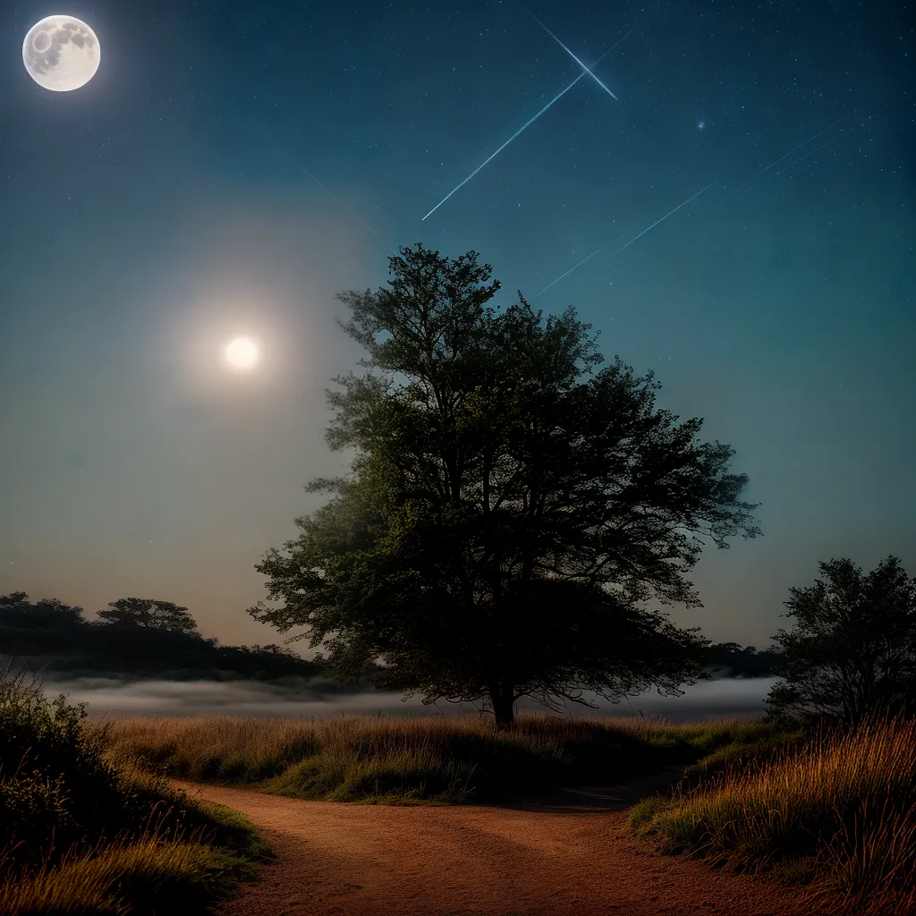 Descubra o Significado de Sonhar com Naves Espaciais 2 Fotos noite estrelas lua nave campo