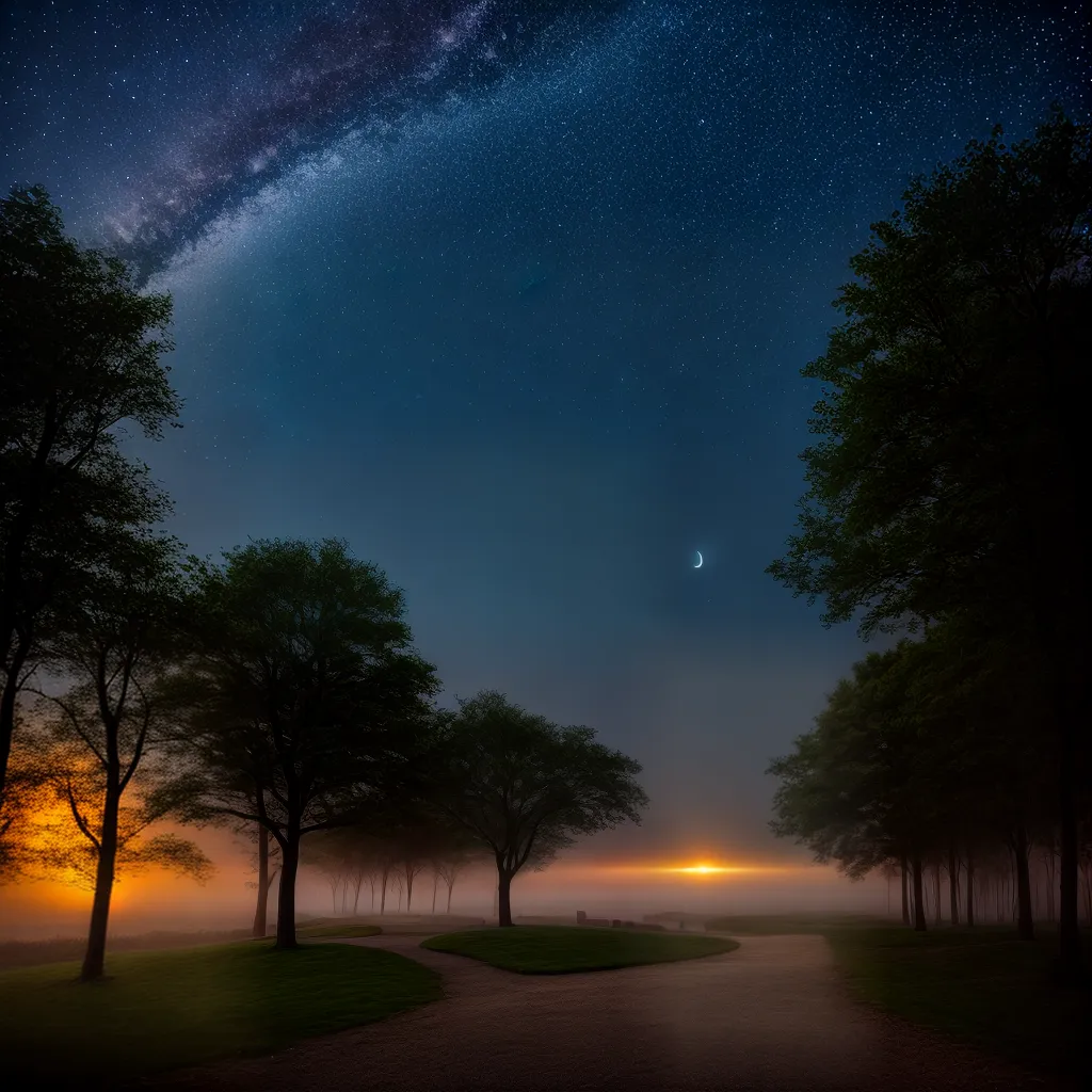Santuário dos Sonhos: Descubra o Significado Oculto das Noites 4 Fotos noite estrelas luar paisagem caminho santuario