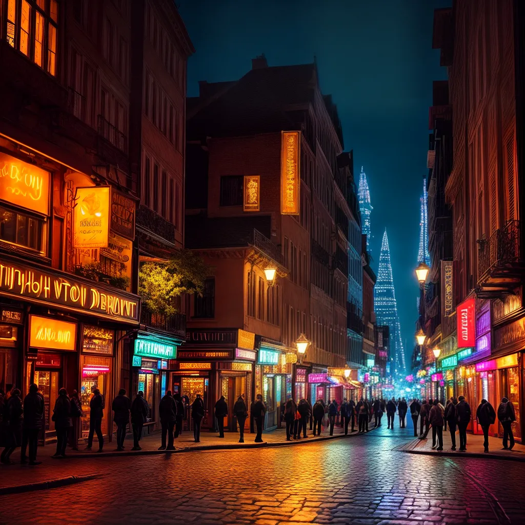 Fotos noite vibrante luzes cidade turismo