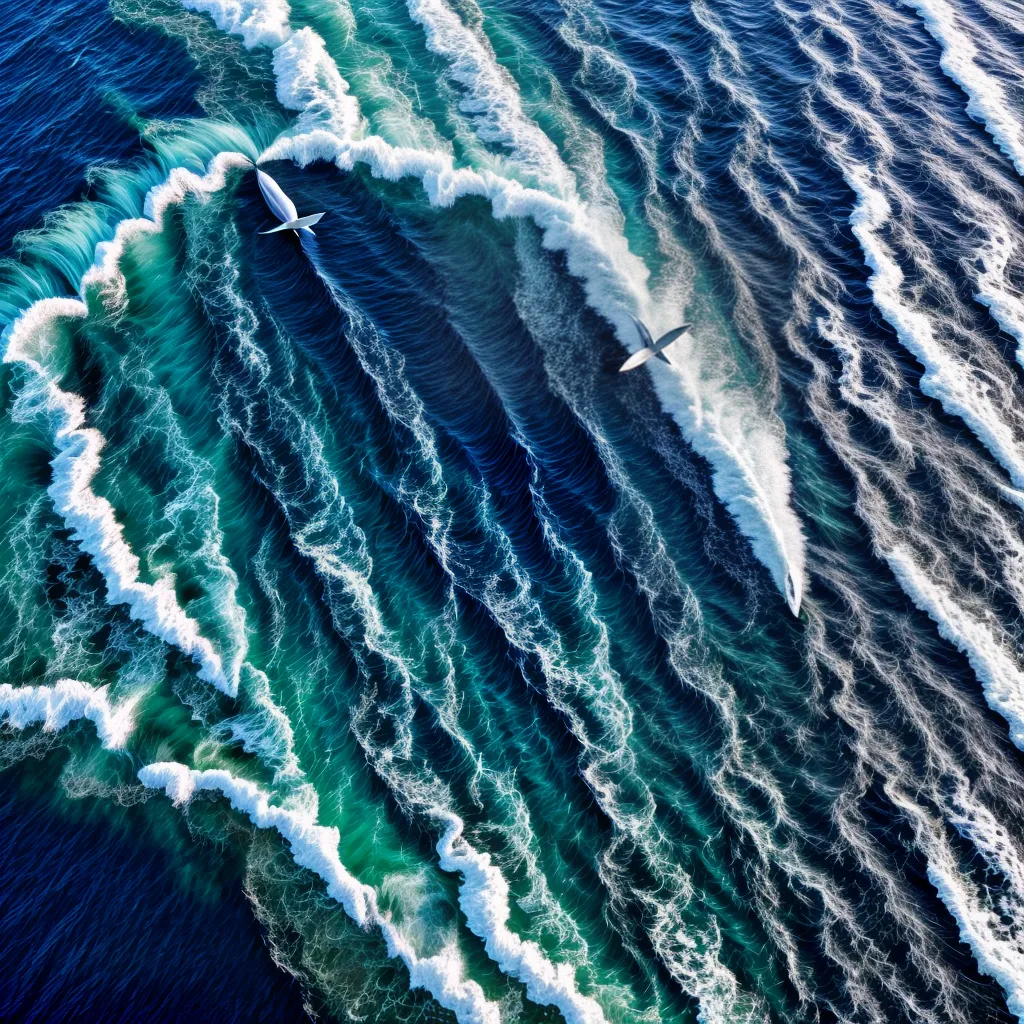 Fotos oceano azul ondas sol baleia
