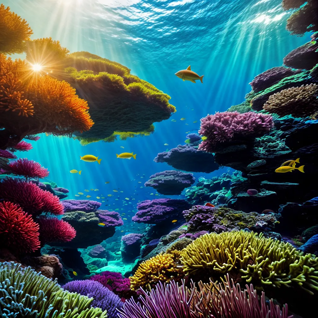 Fotos oceano cristalino vida marinha colorida