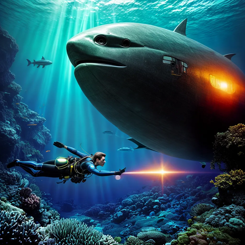 Fotos oceanografo mergulho submarino futurista