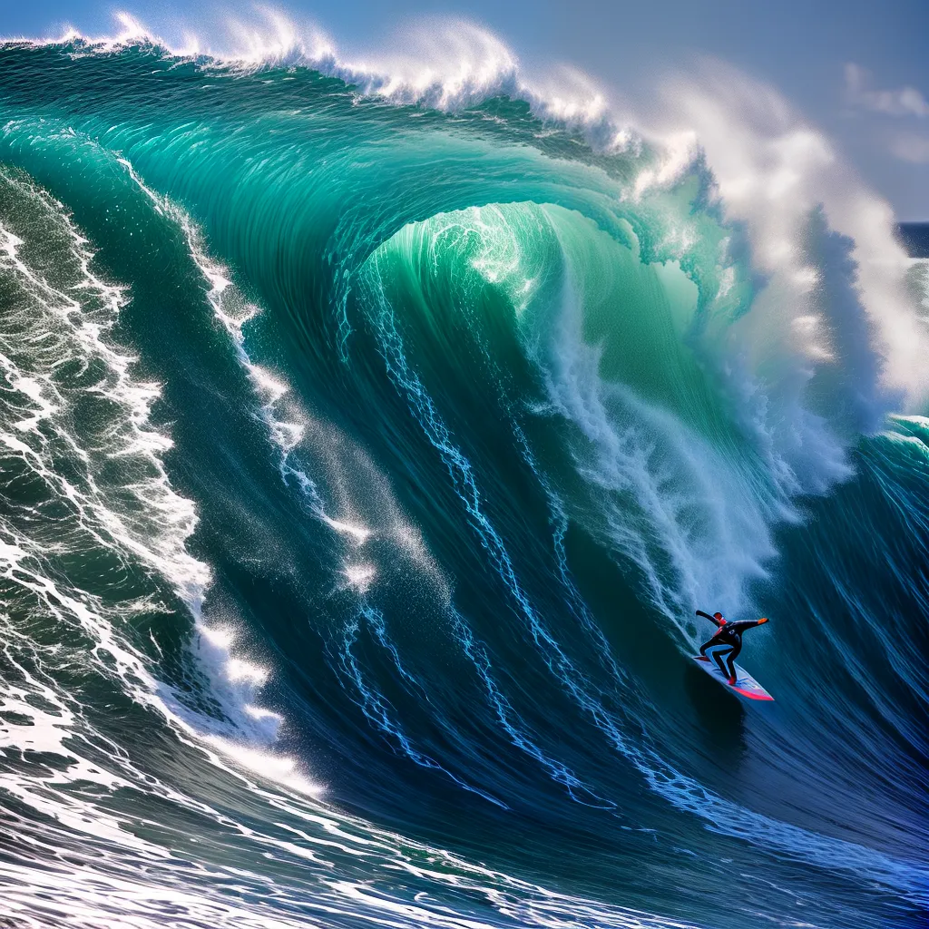 Fotos onda poderosa surfistas costa rochosa