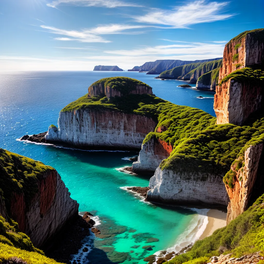 Fotos paisagem costeira turquesa praia vegetacao