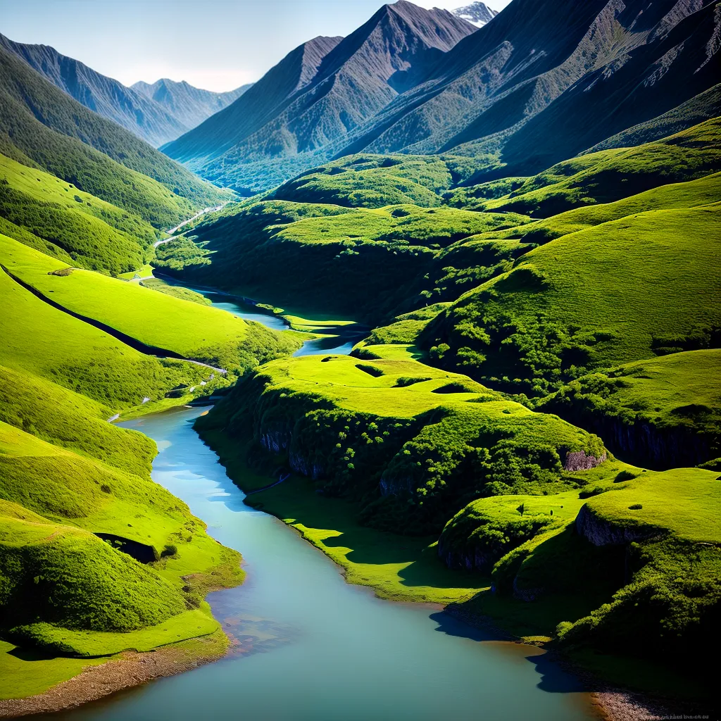 Fotos paisagem encantadora rio montanhas