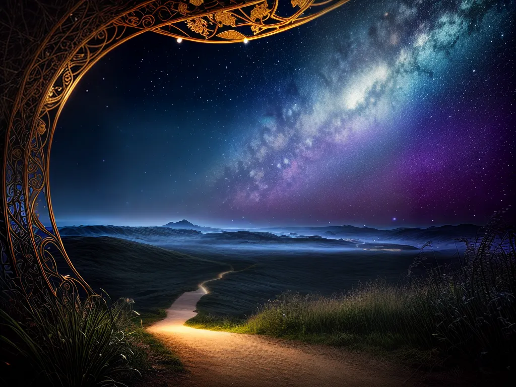 Fotos paisagem misteriosa porta estrelas