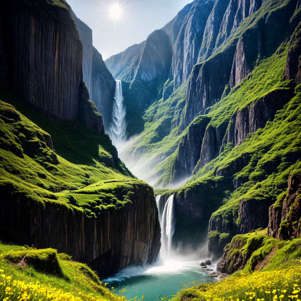 Fotos paisagem montanhas verdes cachoeiras flores