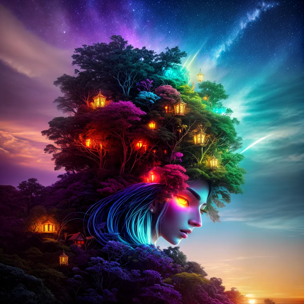 Fotos paisagem onirica ilhas flutuantes criaturas coloridas