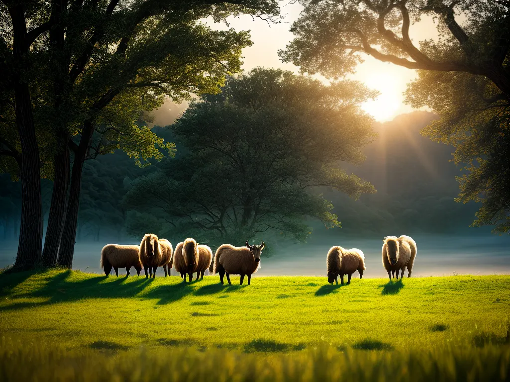 Fotos paisagem ramos majestosos pastando por do sol