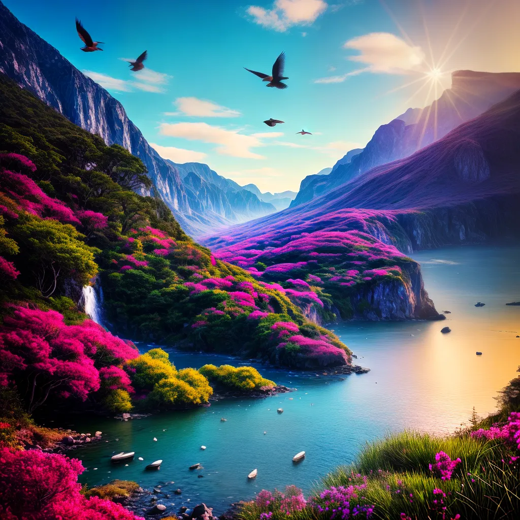 Fotos paisagem sonhadora passaros coloridos