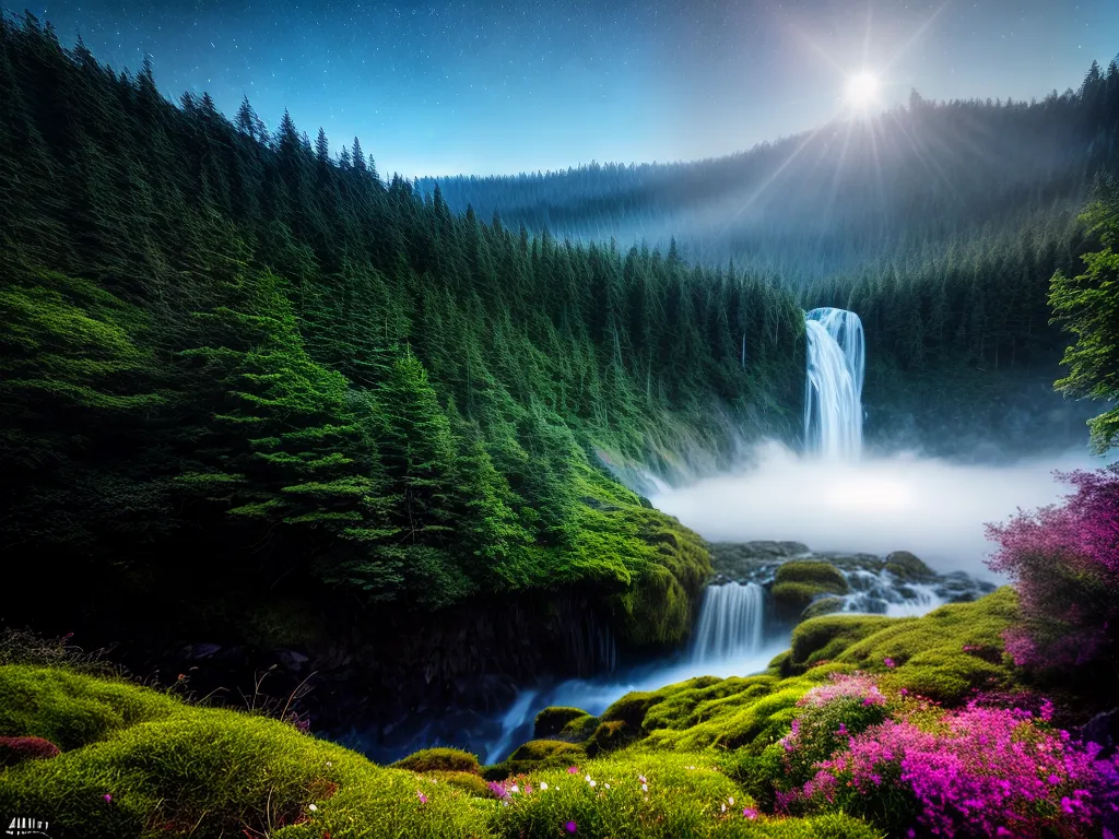 Fotos paisagem surreal floresta estrelas cachoeira