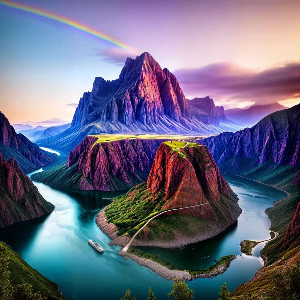 Fotos paisagem surreal montanhas doces unicornios