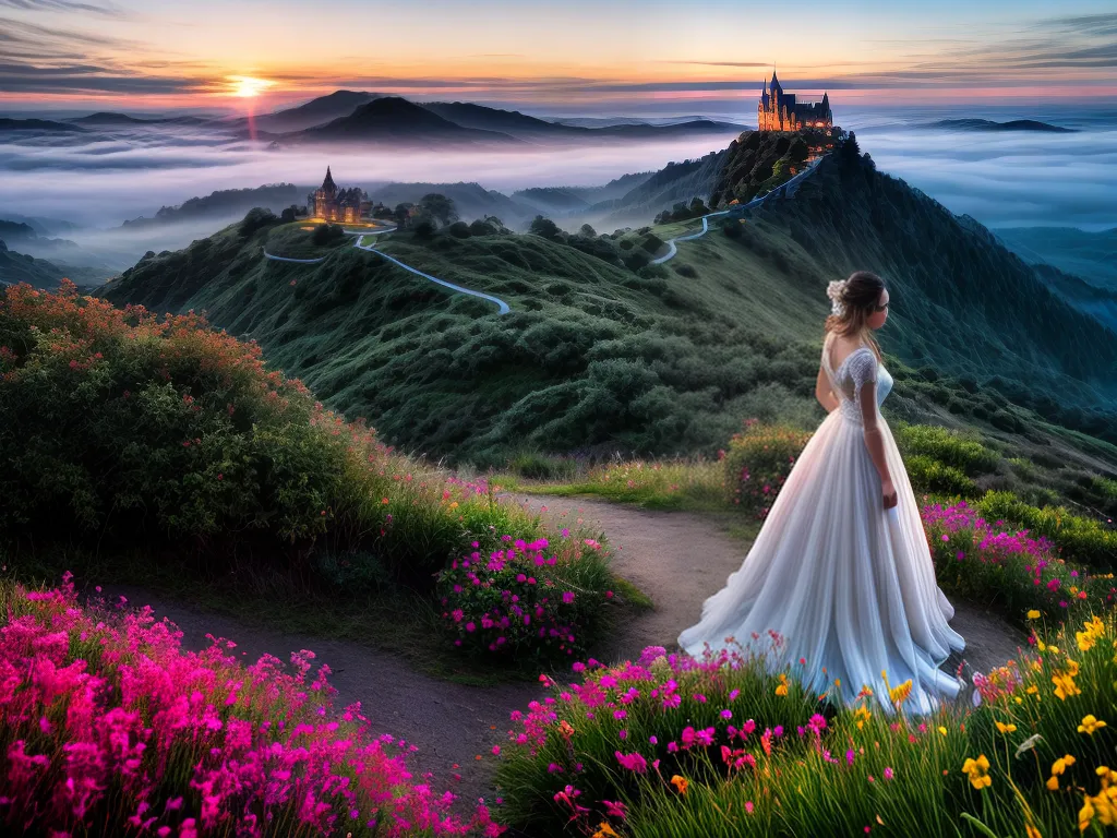 Fotos paisagem surreal por do sol castelo estrelas