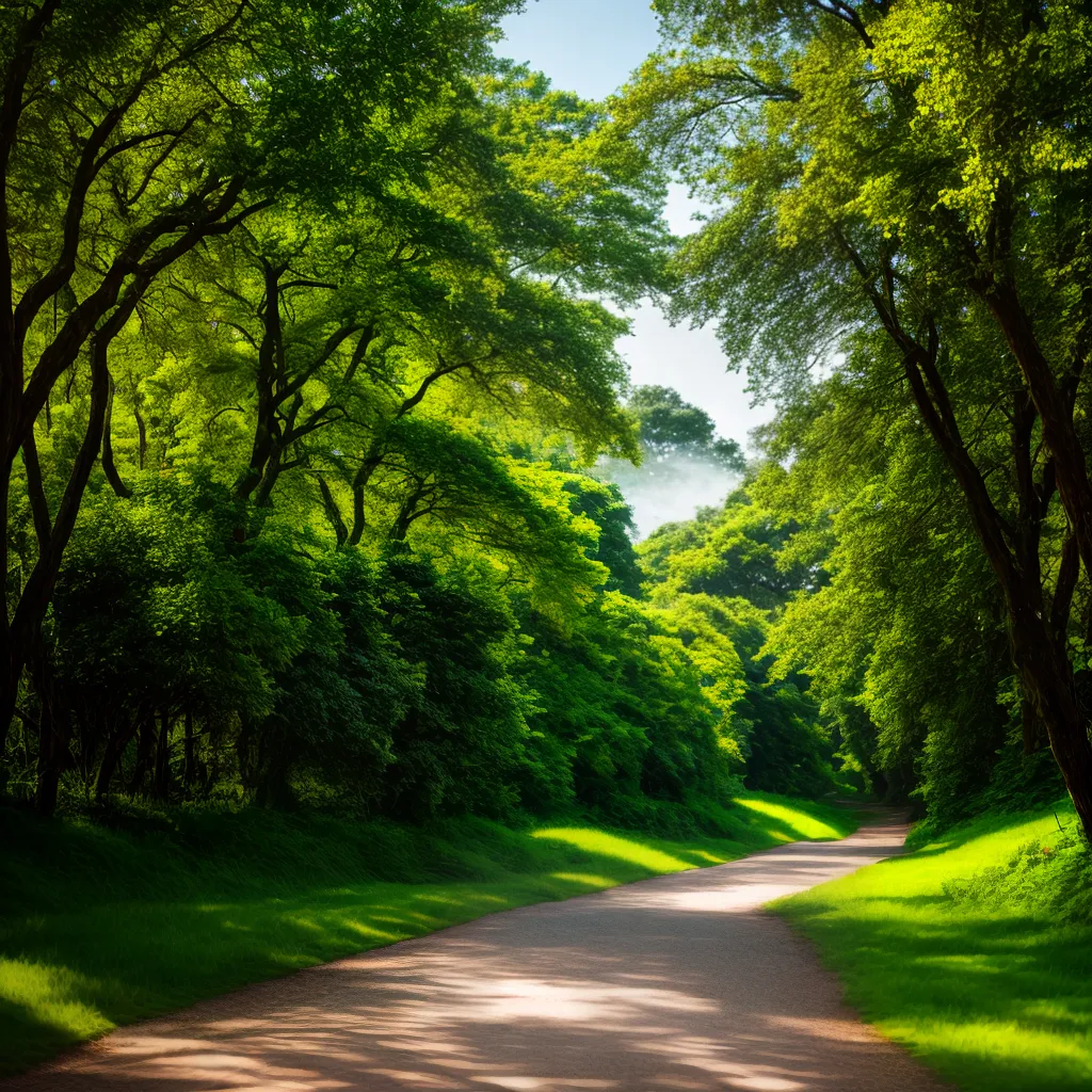 Fotos paisagem verdejante caminho flores