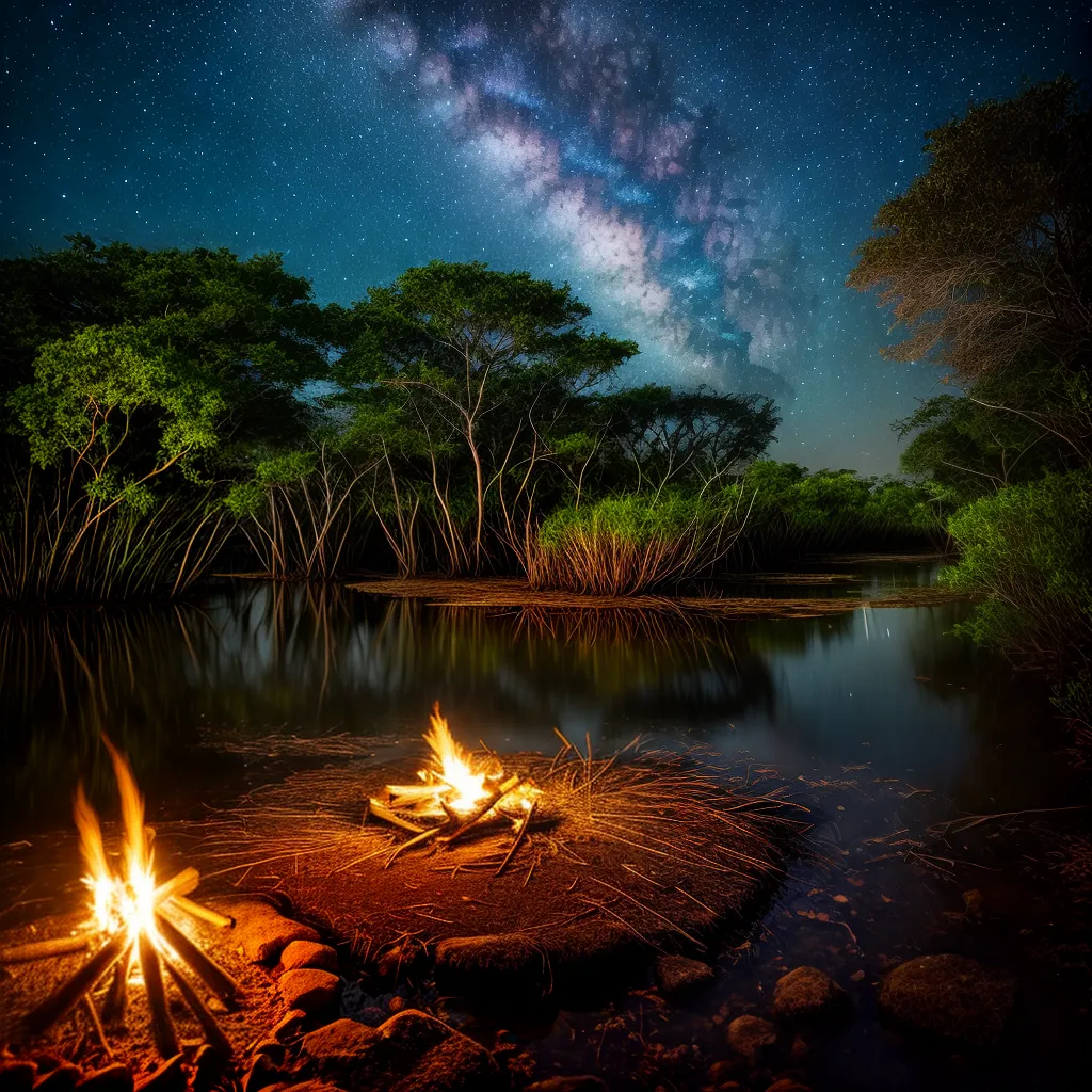 Vidas Pantaneiras: Descobrindo o Sobrenatural e o Significado dos Sonhos 2 Fotos pantanal fogueira noite estrelas misticismo