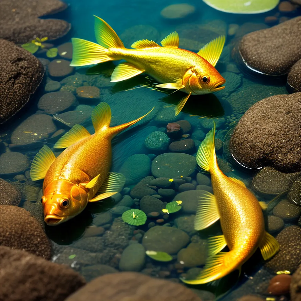 Fotos peixe dourado lago cristalino natureza