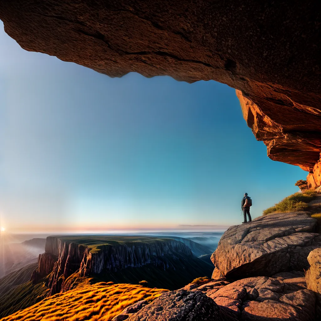 A Surpreendente Jornada de Autoconhecimento pelos Sonhos 4 Fotos pessoa desbravando paisagem por do sol