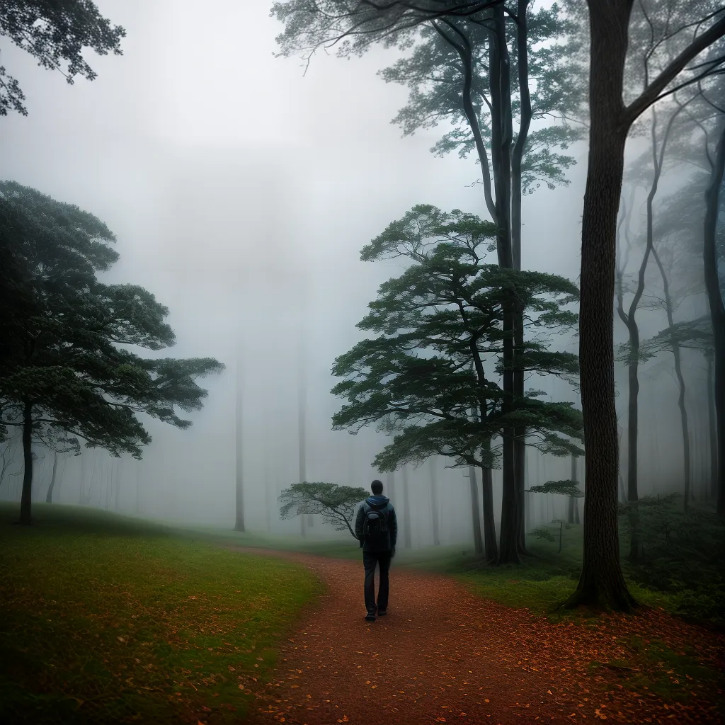 Fotos pessoa floresta nevoeiro misterio
