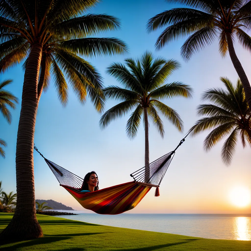 Sonhar com serenidade: Descubra a paz oculta em seus sonhos 2 Fotos pessoa sorriso hamacas palmeiras por do sol