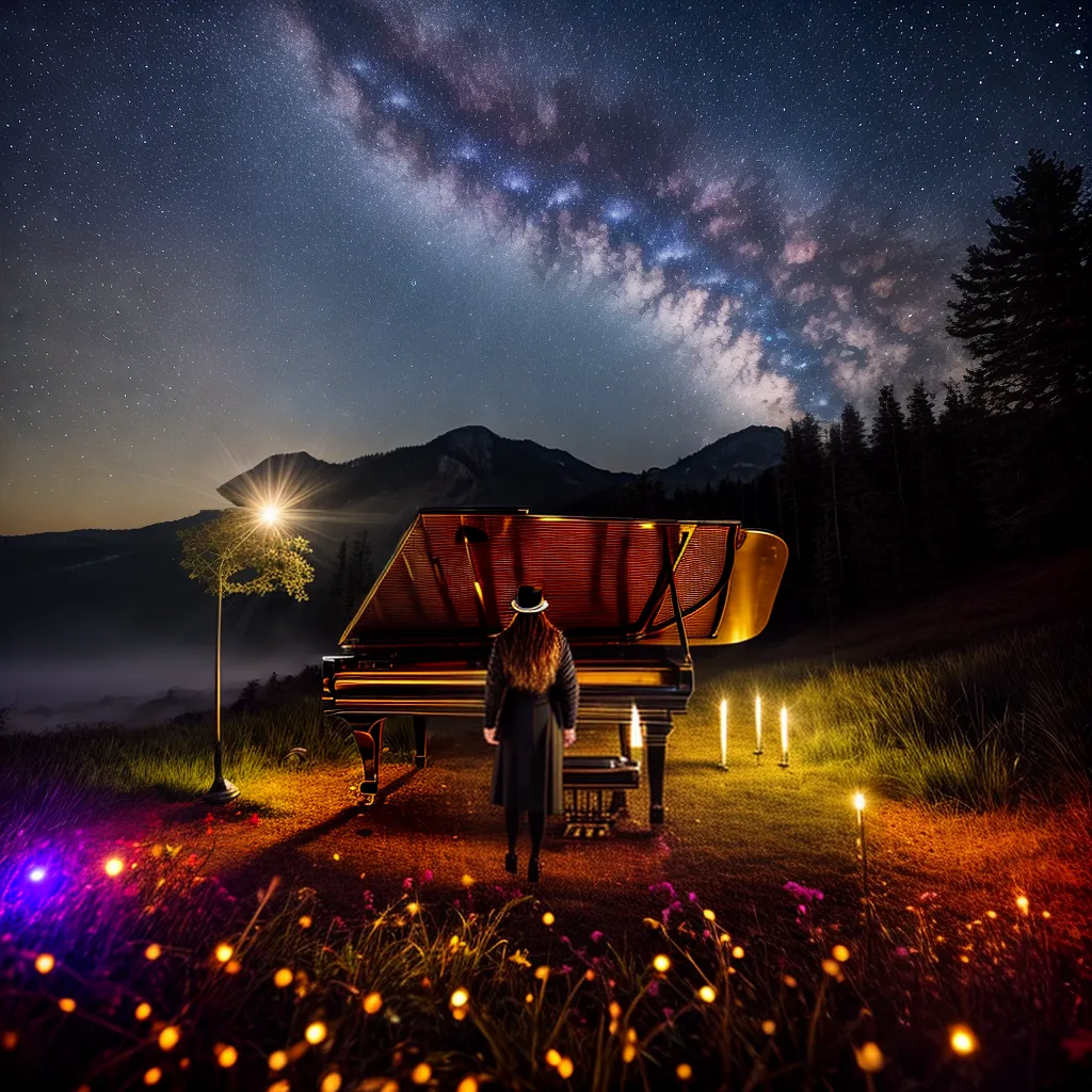 Fotos piano estrelas melodia misterio