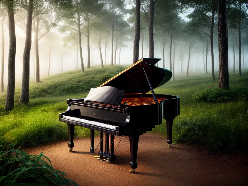 Fotos piano floresta magica notas musicais