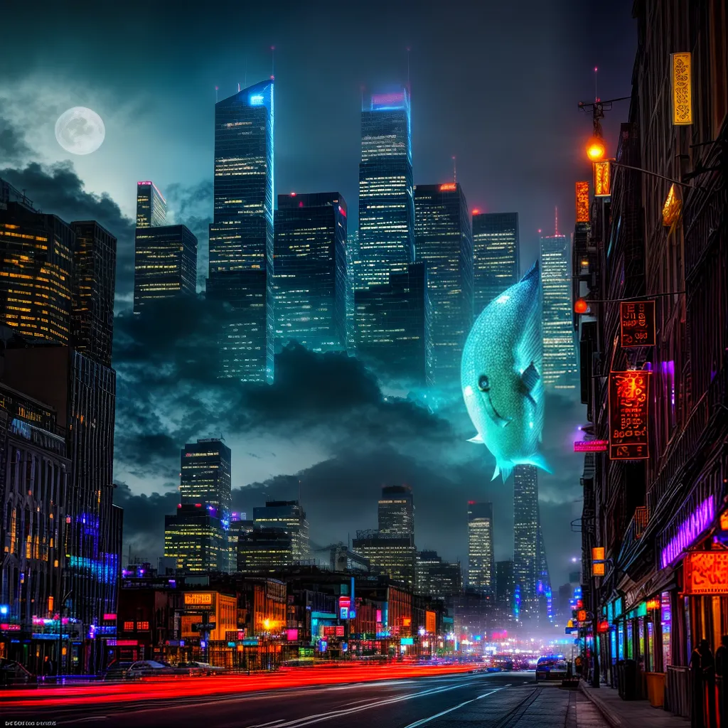 Fotos pintura cidade noturna peixe ceu