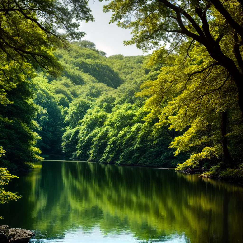 Fotos pintura floresta serena lago por do sol