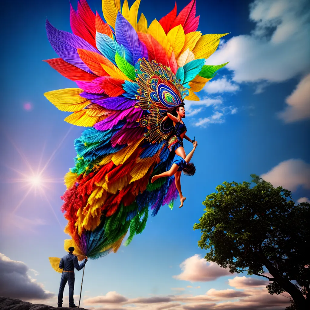 Fotos pintura jovem nuvem simbolos coloridos