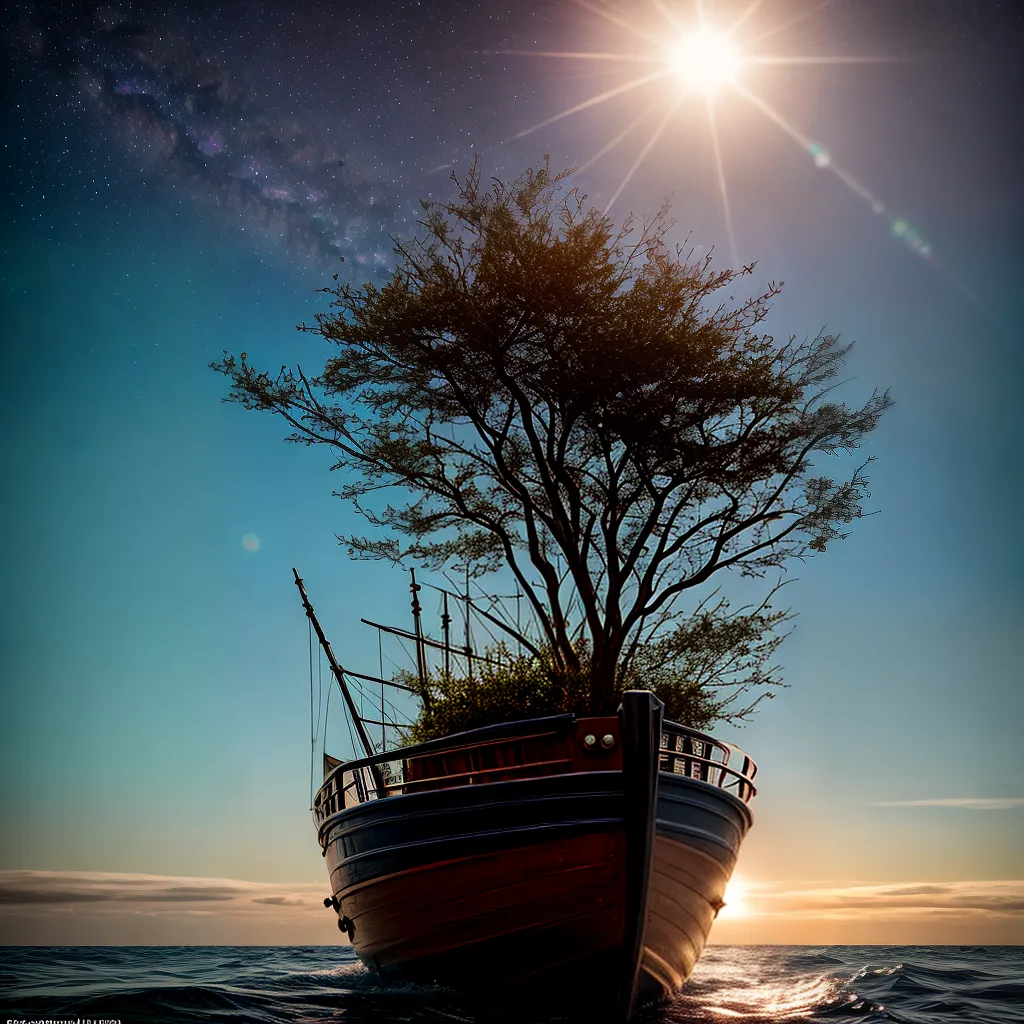 Fotos pintura lua oceano barco frutas sonhos